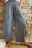 Nonni Gingham Relaxed Barrel Pant Navy